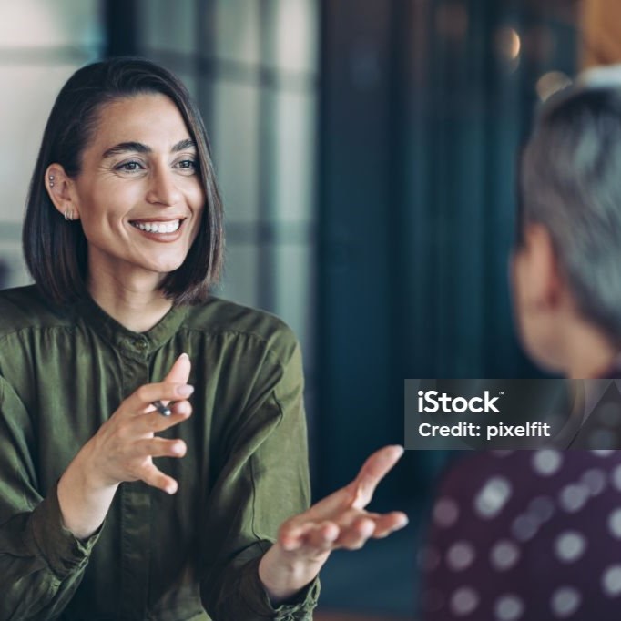 Two businesswomen having a meeting
